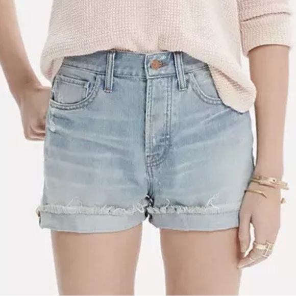 Madewell Pants - MADEWELL Relaxed Raw Hem Denim Jean Short 29